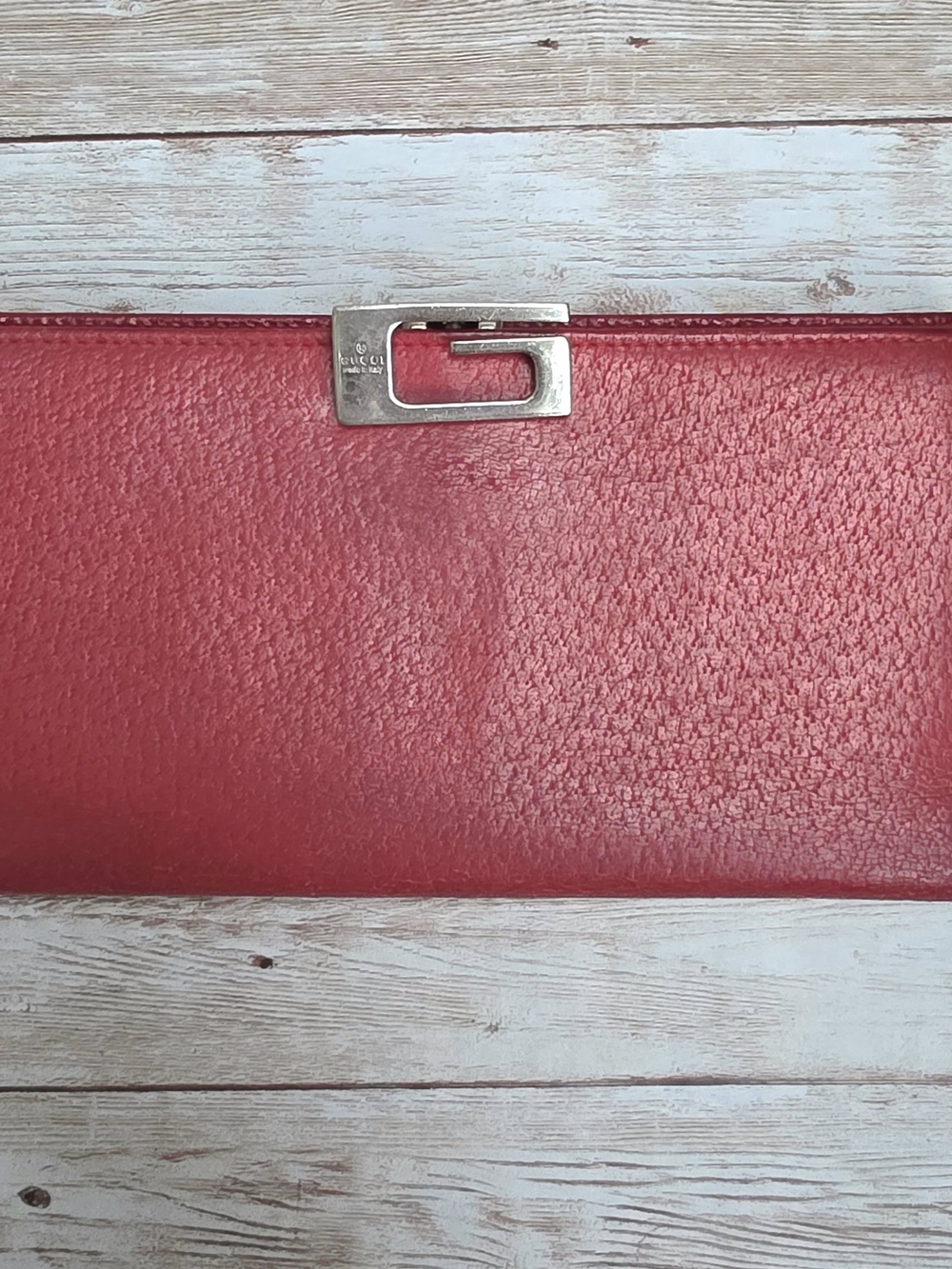 Gucci Red Leather Continental Wallet